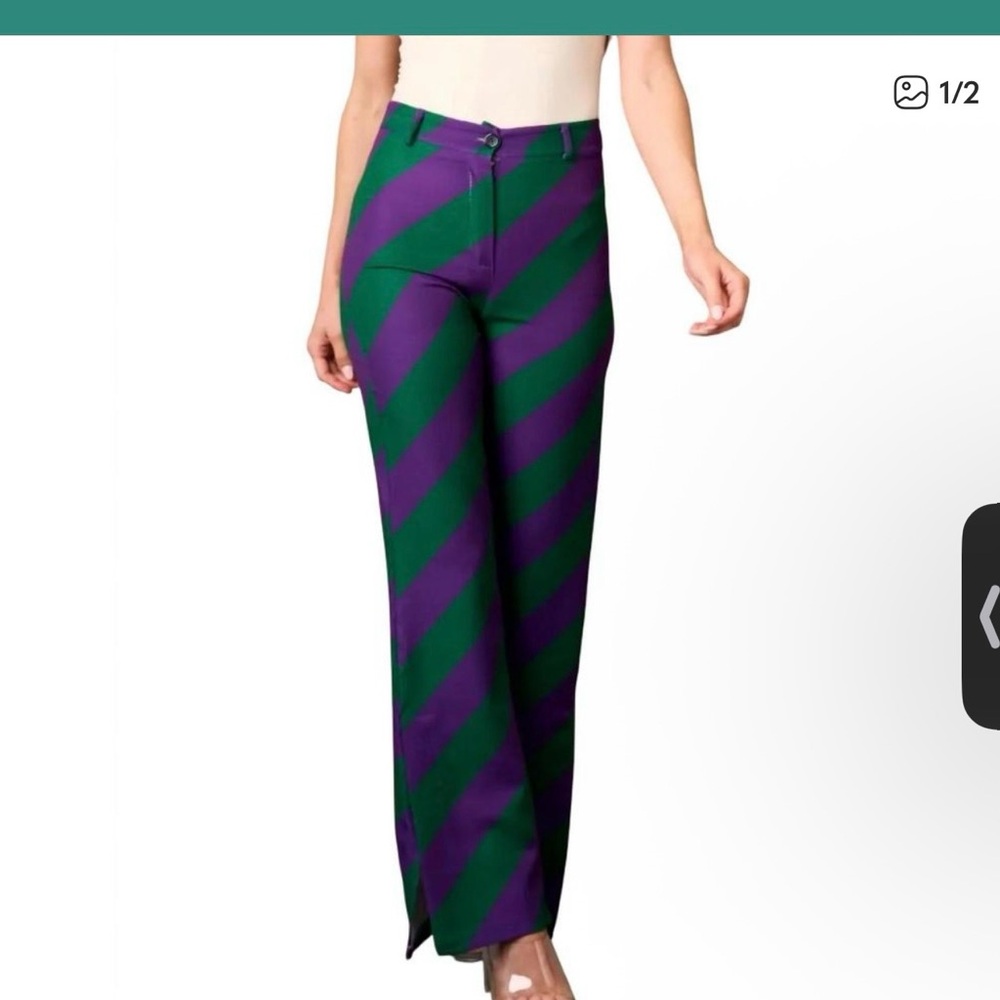 Striped Purple and Green Women's Pants